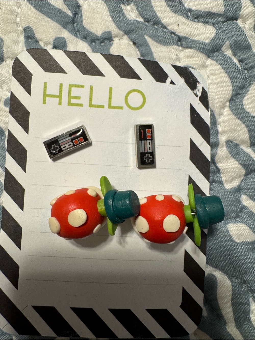 Cute Turtle & Game Controller Earrings - Red, White, Green.
